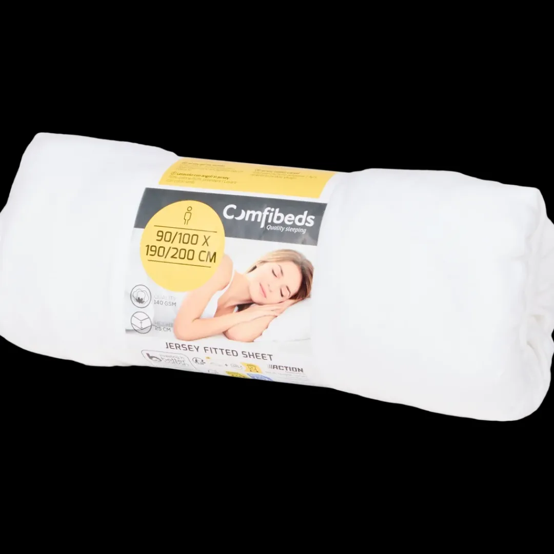 Comfibeds Drap-housse en jersey Blanc 90 x 200 x 25 cm | Action FR New