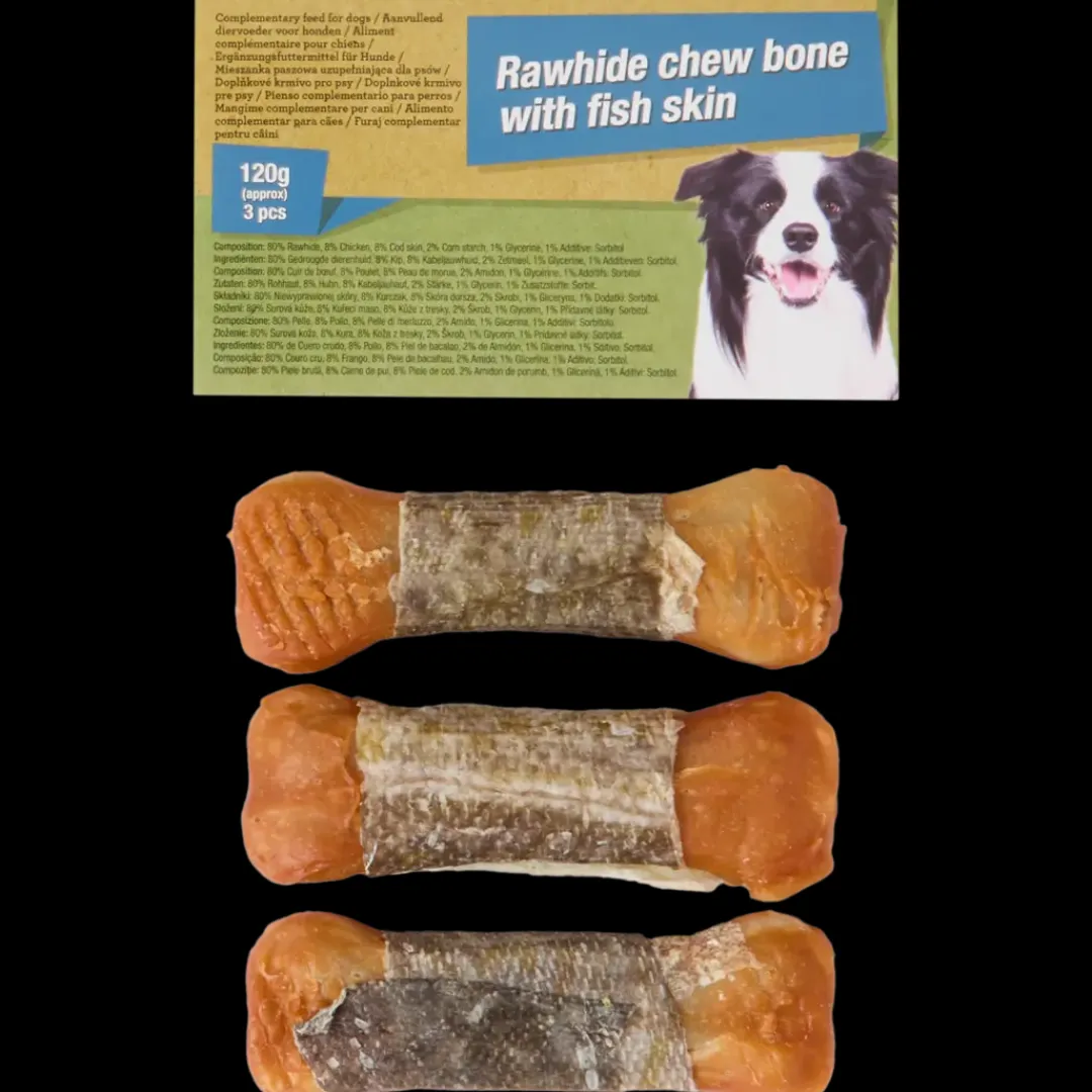 Friandises à mâcher pour chien Rawhide + Fish Skin | Action FR Hot