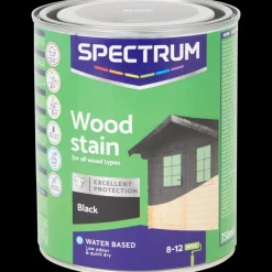 Lasure noire opaque pour bois Spectrum Noir 750 ml | Action FR New