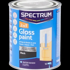 Spectrum Peinture haute brillance 2-en-1 Noir Noir 750 ml | Action FR Discount