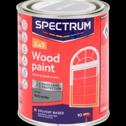 Spectrum Peinture laque satinée pour bois 2-en-1 Anthracite Gris 750 ml | Action FR Clearance