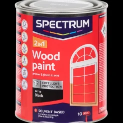 Spectrum Peinture laque satinée pour bois 2-en-1 Noir Noir | Action FR Best