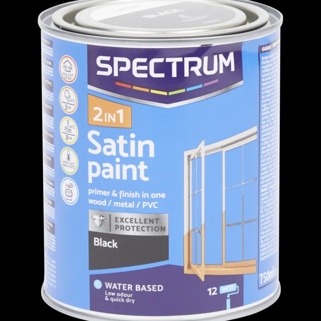 Spectrum Peinture satinée 2-en-1 Noir Noir 750 ml | Action FR Hot