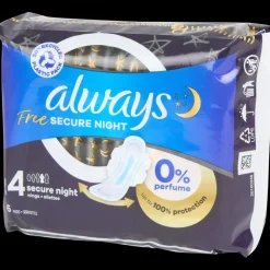 Always Serviettes hygiéniques Free Secure Night 6 Pièces | Action FR